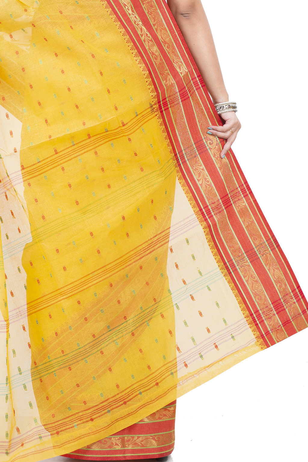 Beige Pure Cotton Alpona Tant Saree (193)